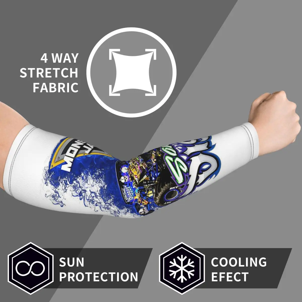 الكلاسيكية الوحش جام شاحنة نمط الذراع الأكمام الرجال النساء الشمس الأشعة فوق البنفسجية حماية الوشم التستر الرياضة التبريد ركوب الدراجات