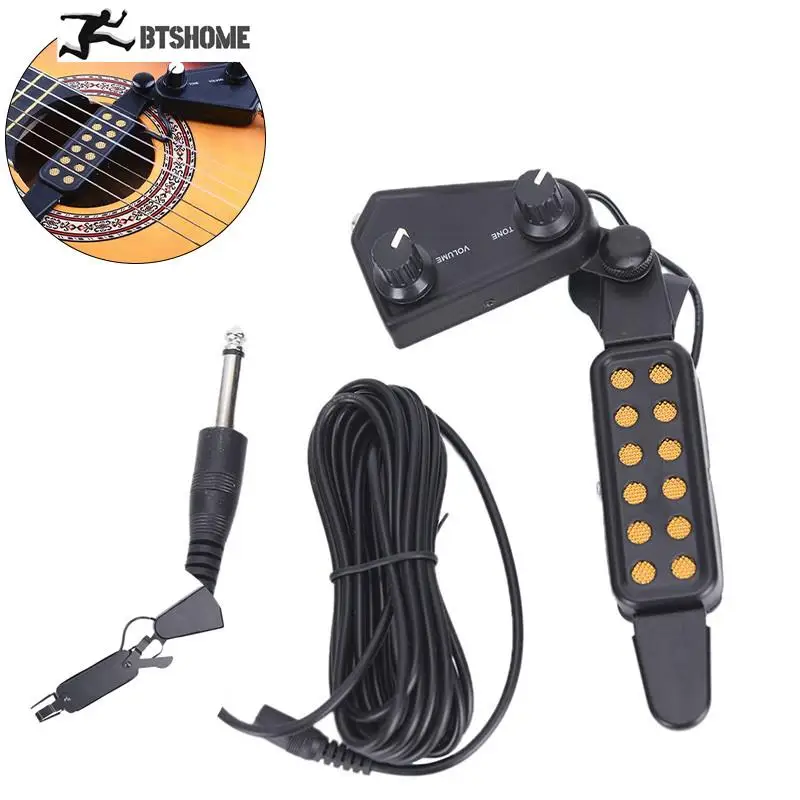 Adjustable Volume Clip-on Sound Microphone Wire 12 Hole Acoustic Electric Guitar Pick Up Amplifier For Large Stage Performances