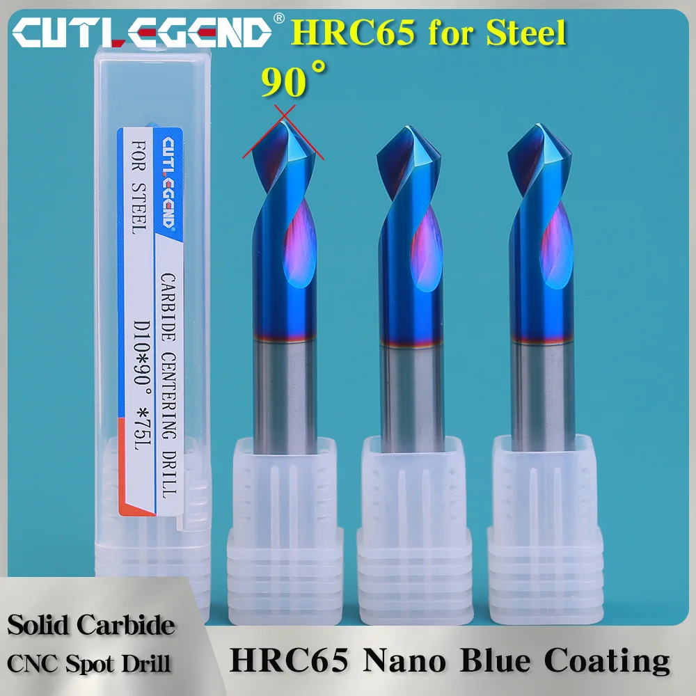 Wiertło punktowe z węglików spiekanych HRC65 90 stopni CNC narzędzie do fazowania wiertło prowadzące Nano niebieska powłoka lokalizacja centrujące wiertło do metalu