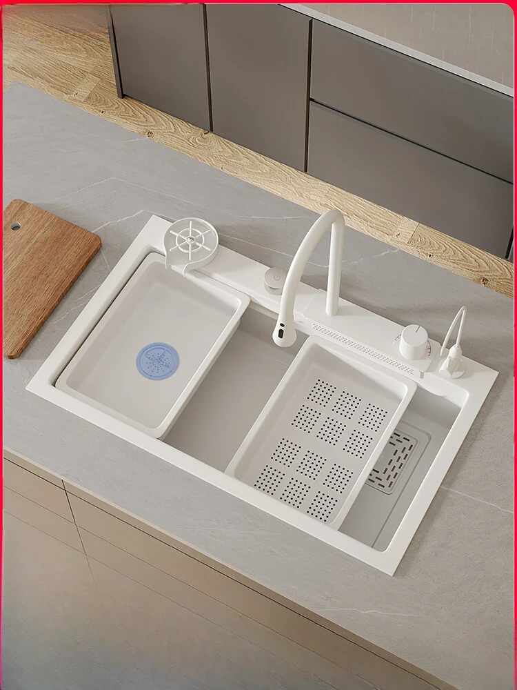 Kitchen Sink Large Single Slot Stainless Steel Vegetable Washing Basin on Table Vegetable