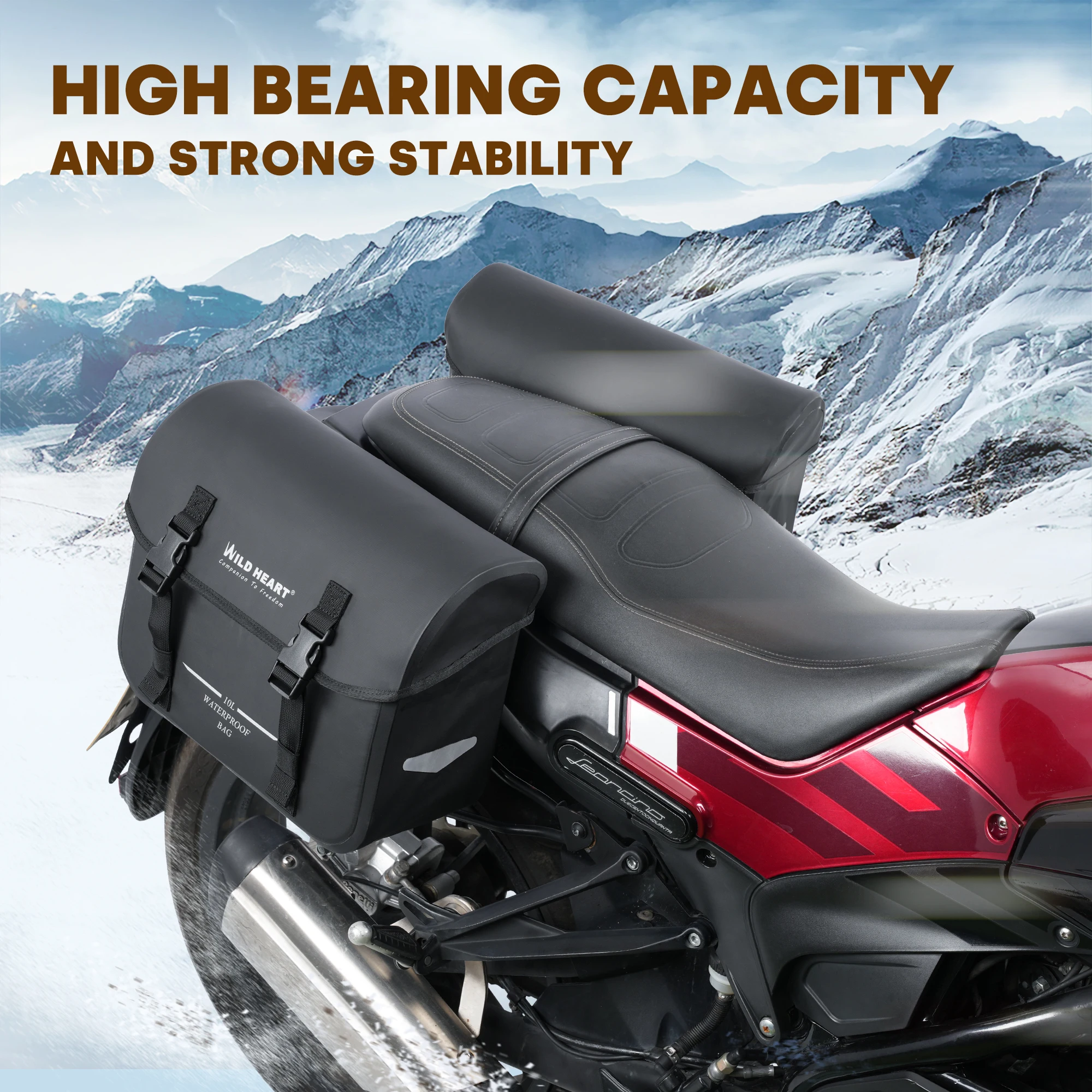 

WILD HEART Motorcycle saddlebags Waterproof Bag Retro Tail Bag 20L(10L*2) for Sportster Softtail Dyna Road King no Need for Rain