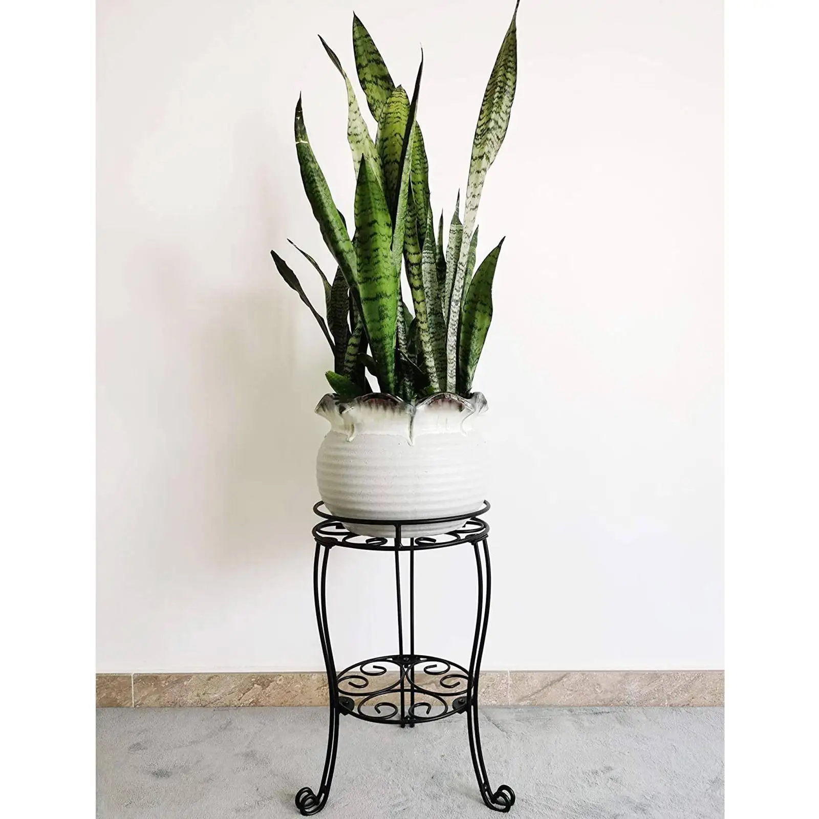 Soporte de Metal para plantas de 2 niveles, estantería rústica decorativa para interior y exterior, para macetas, Patio y balcón