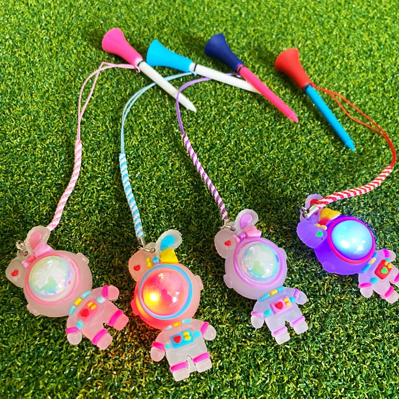 1Pc Golf Silicone Tees With Flashing Light Rabbit Cartoon Cute Prevent Loss Golf Ball Holder With Braided Rope Golf Accessory