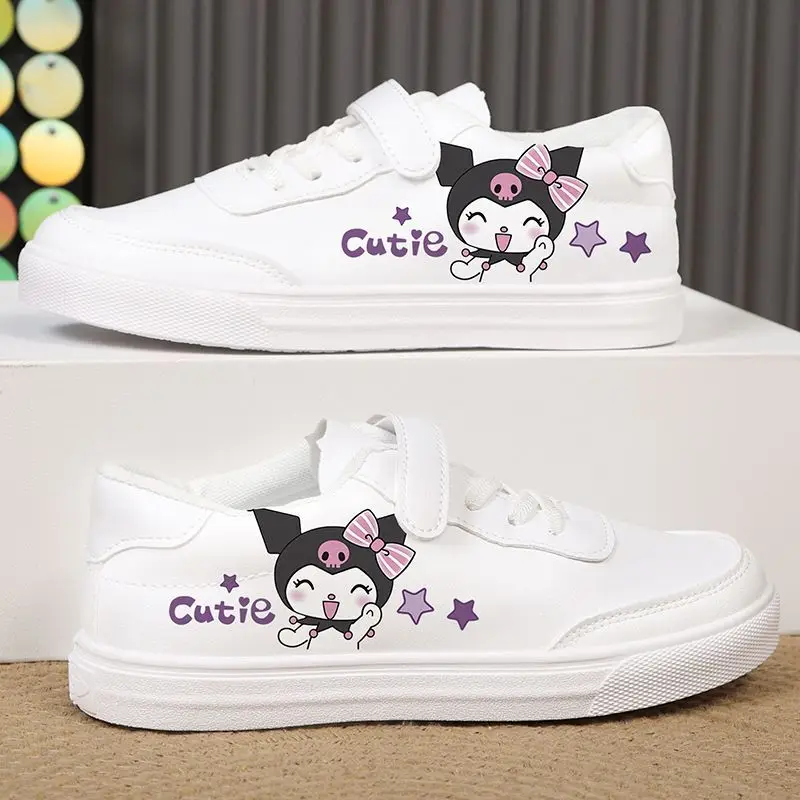 Kawaii Kuromi Shoes Kids White Shoes Cartoon Mymelody Tennis Shoes Cinnamorol Casual Sneakers Children Basket Shoes Size 25-36