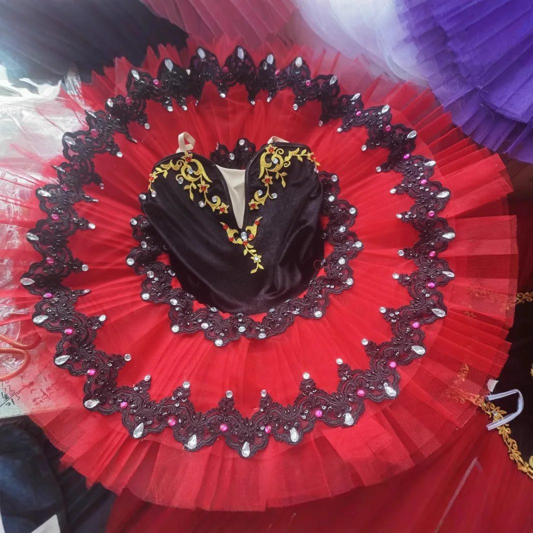 

Red Professional Ballet Tutu Ballet Pancake Swan Lake Tutu Ballerina Costumes Dancing Costume Figure Skating Dress Girls