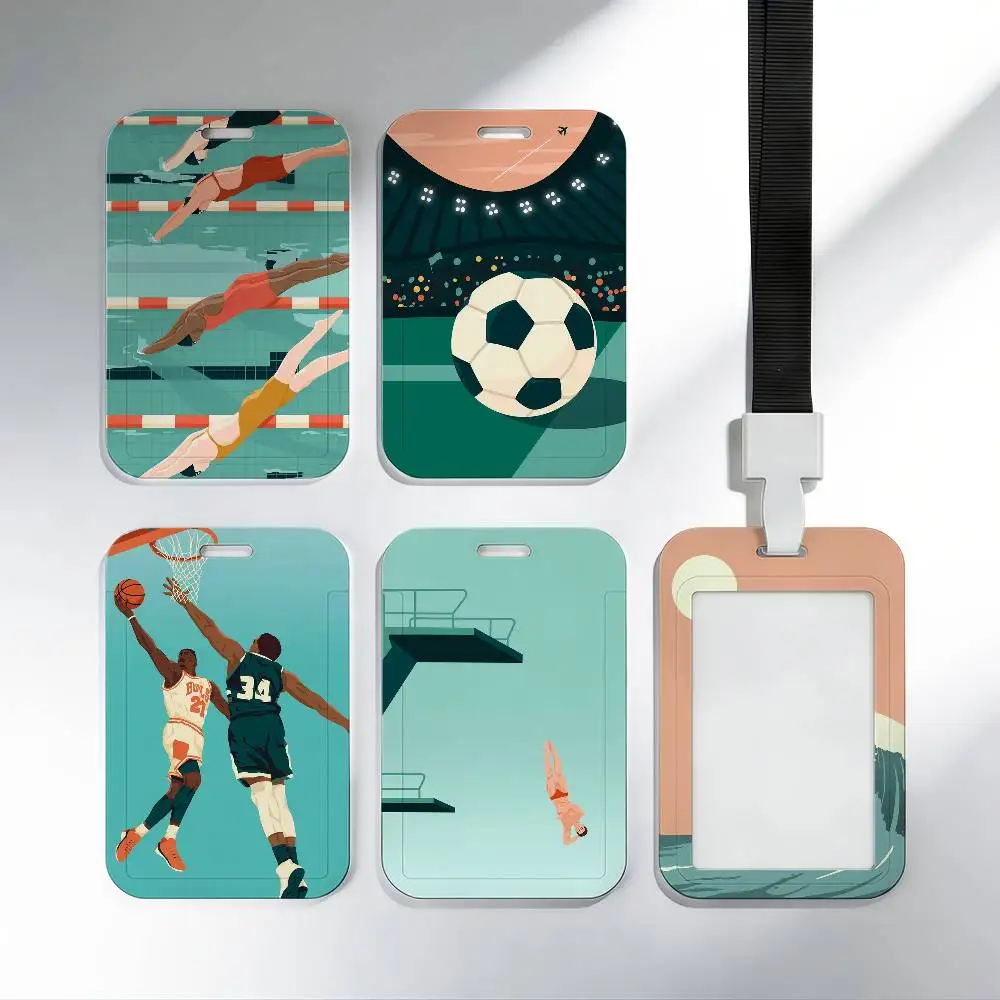 

Стильные черные держатели для карт с иллюстрациями спортивных сцен, для студенческих карт питания и удостоверений личности, для школы.