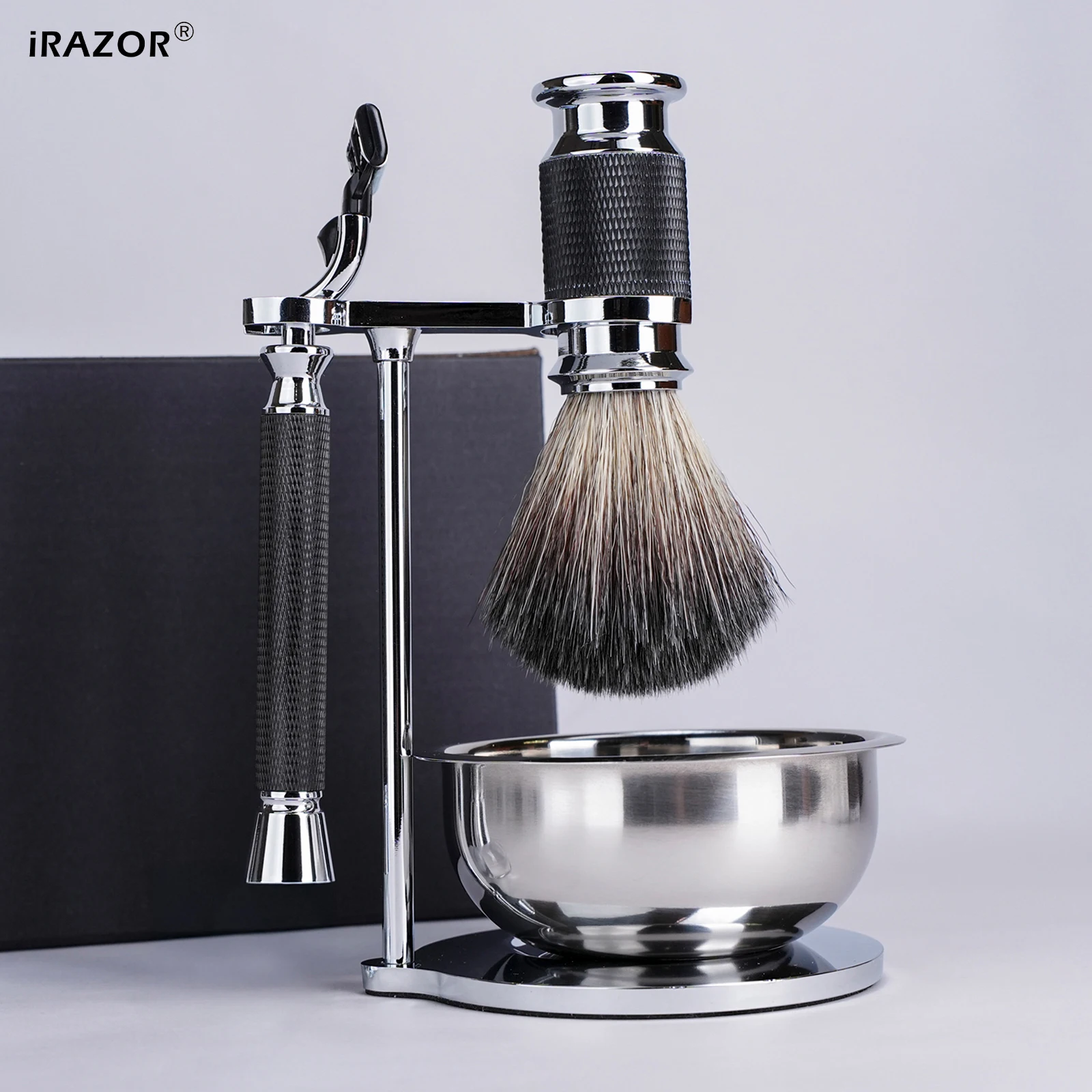 kit-de-rasage-humide-pour-homme-irazor-avec-rasoir-mach-3-brosse-synthetique-effet-poils-de-blaireau-sans-perte-de-poils-poignees-antiderapantes-cadeau-pour-la-fete-des-peres