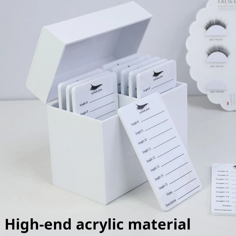 Vetrina per extension ciglia in acrilico trasparente con piastra per colla con coperchio quadrato e supporto per ciglia per riporre e visualizzare le ciglia