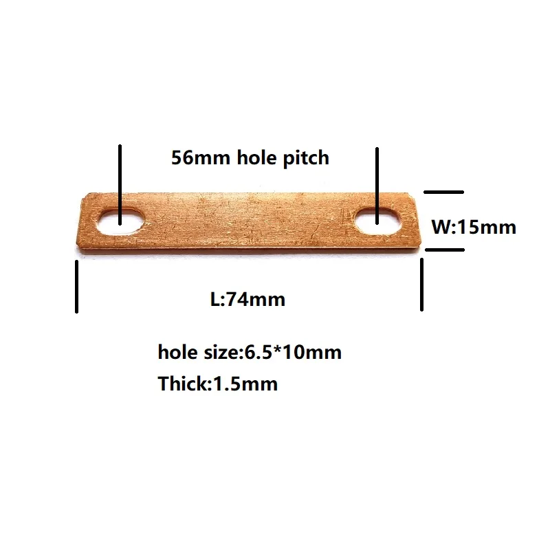 4pcs Lithium Battery Bus Bar 56mm Hole Central Pitch Copper Posts Straps Clips M6 Hole Size For LiFePO4 CATL CALB Lishen EVE