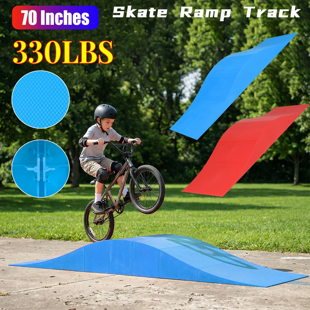 

RC Car & Dirt Bike Jump Ramp 70inch Length with Load Capacity of 330lbs Skate and Scooter Ramp for Scooters Boys Girls Beginners