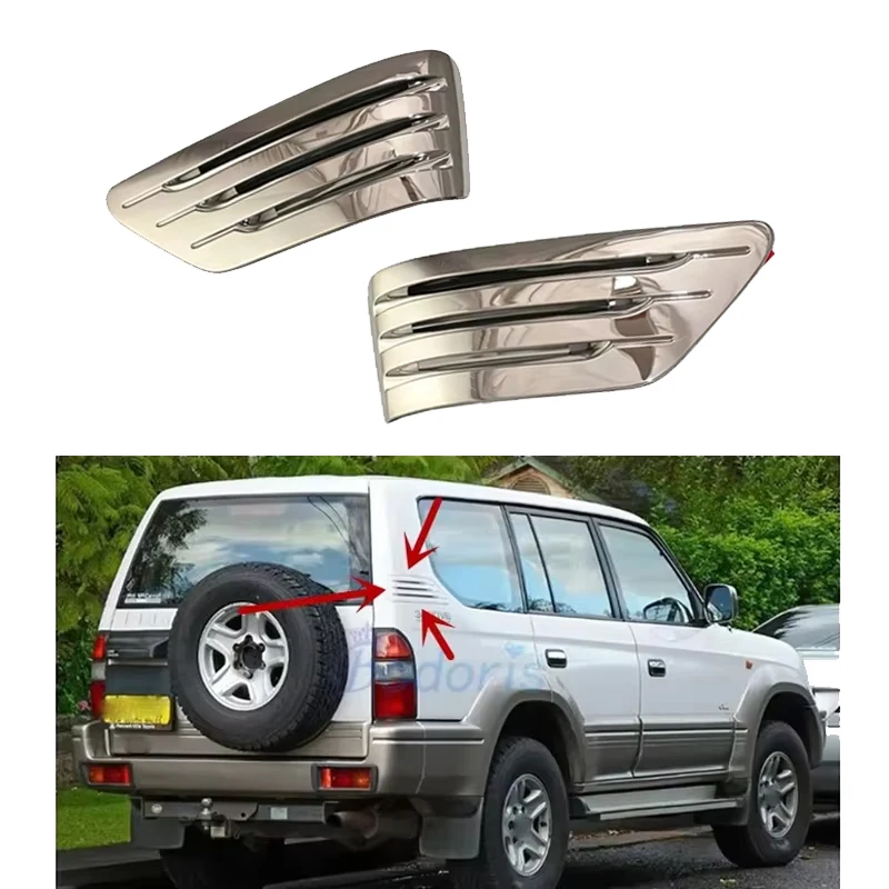 Exterior Triangle Rear Side Window Trim For Toyota Land Cruiser 90 Prado J90 1996-2002 Vent ABS Air Flow Shutter Accessories