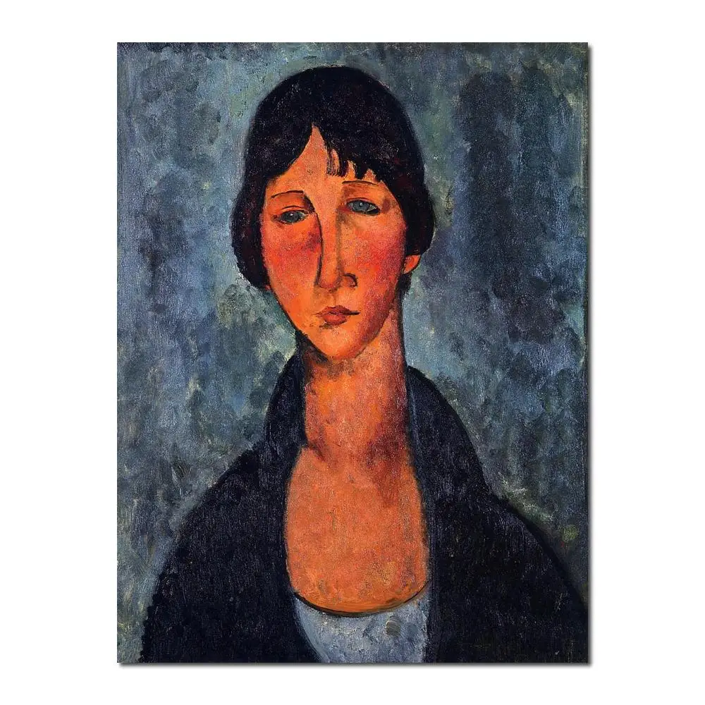 Portrait art abstract The Blue Blouse by Amedeo Modigliani High quality Handmade