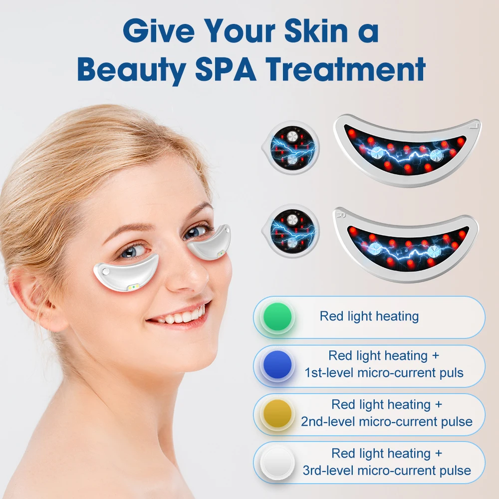 Eye Facial Massager Beauty Device Vibration 3 Levels EMS Instrument Dark Hot Circle Relieve Infrared Hot Compress Eye Firming