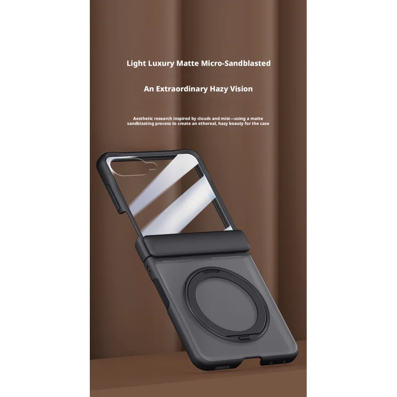 

Applicable to SamsungFlip8Matte phone case with a skin-like feel, magnetic rotating stand, hinge center-axis protective cover