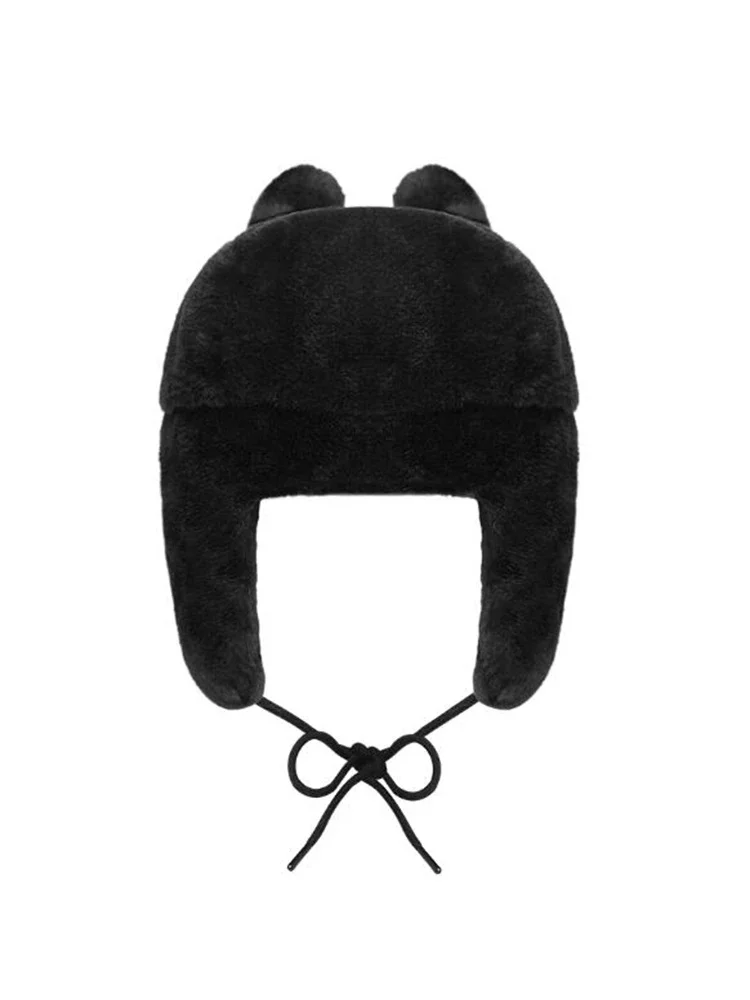 검은 고양이 Ushanka 모자 검은 늑대 뜨거운 판매 겨울 여성 모자 사냥꾼 여자 스키 모자 모자 진짜 그녀