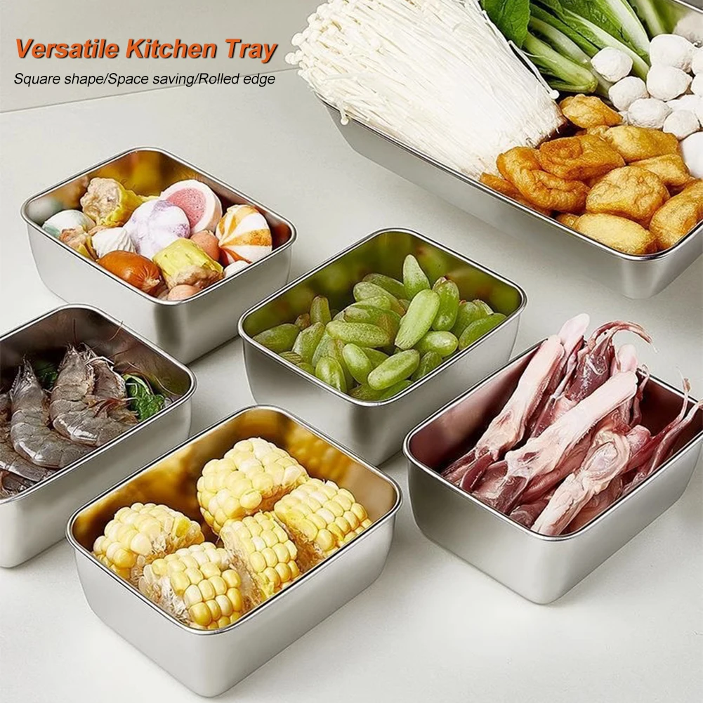 Refrigerator Food Sealed Storage Stainless Steel Fresh Keeping Metal Box Large Capacity Container Box Lunch Bento Boxs with Lid