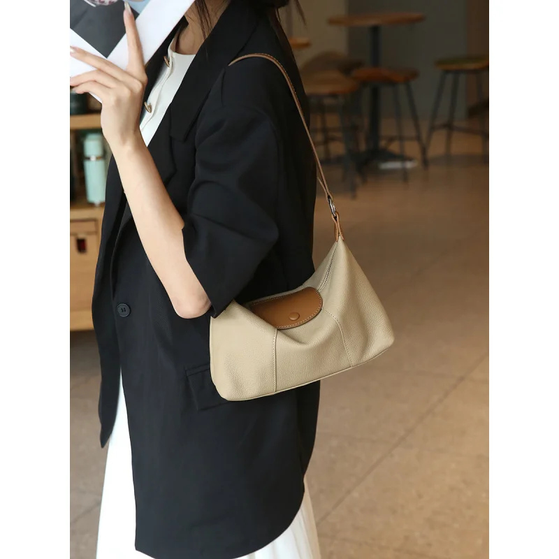 Genuine Leather Women's Dumpling First Layer Cowhide Commuter Fashion All-match Shoulder Messenger High Sense Un