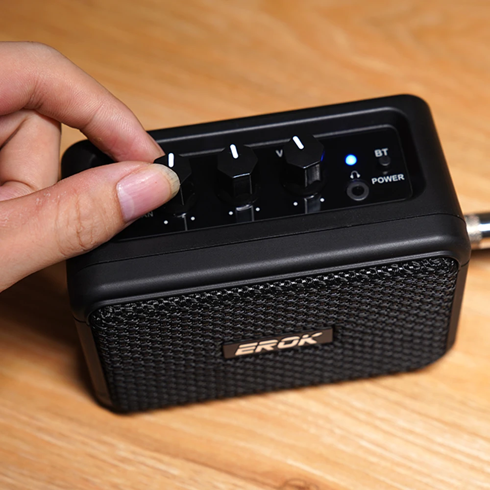 EROK 5W Electric Guitar Speaker Clean and Overdrive 2 Sound Effects Support BT/Headphone Connection Mini Amplifier