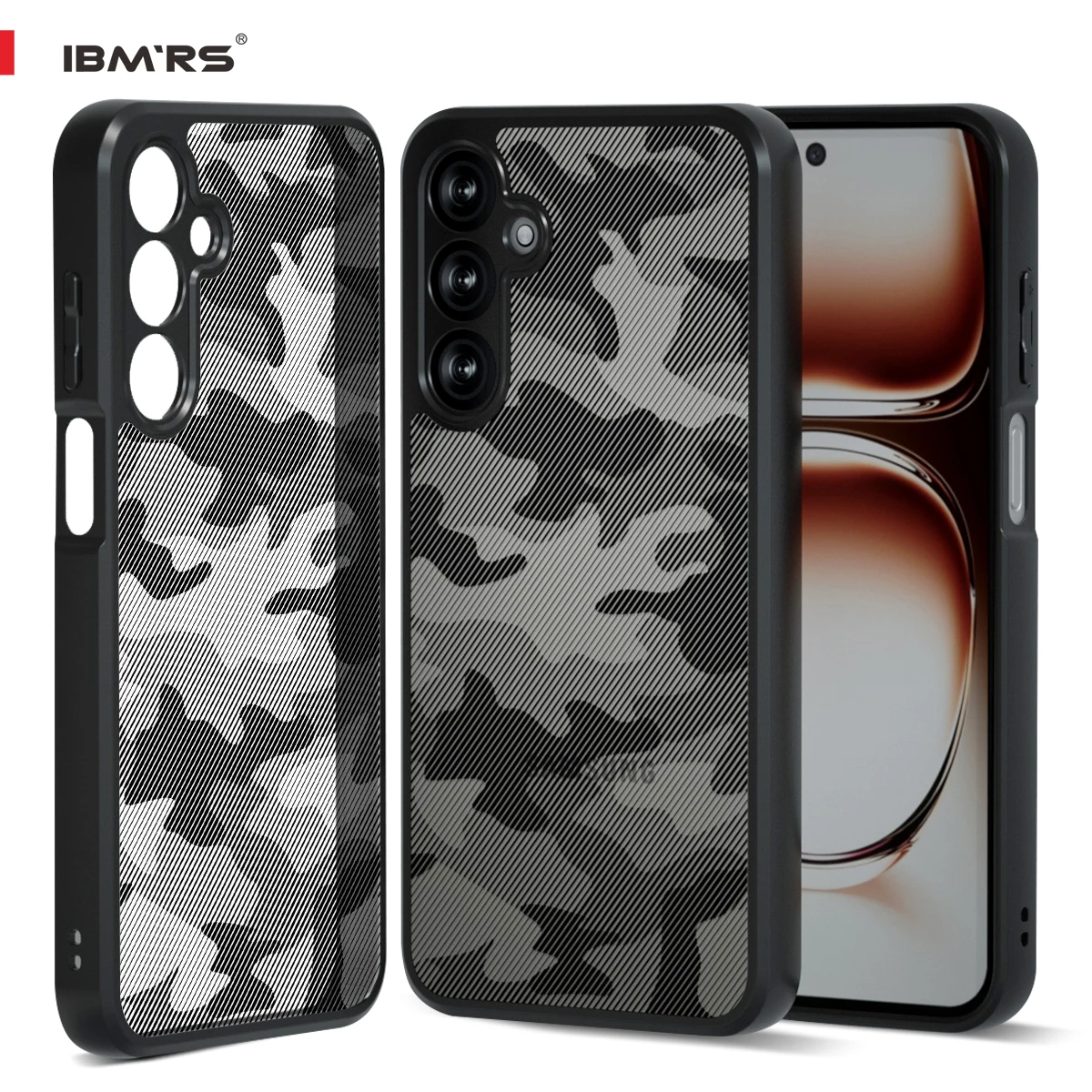 

IBMRS Genuine Official Stand for Samsung Galaxy M35 Case,Shockproof Matte Translucent Phone Case, Camo Black