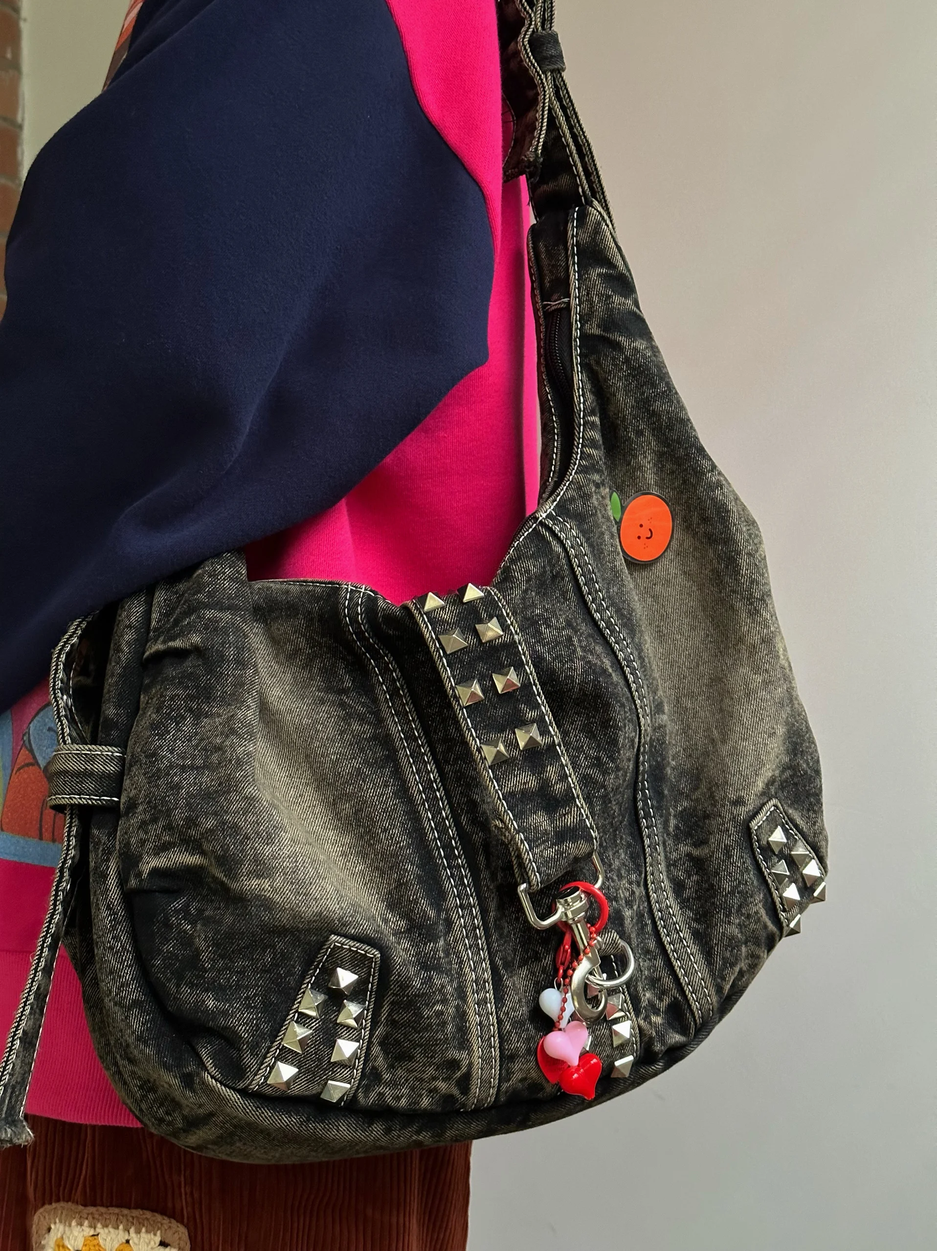 

Original Versatile Large Capacity Retro Denim Bag Tote Bag Student Class Bags Waste Earth Style Single Shoulder Crossbody Bags