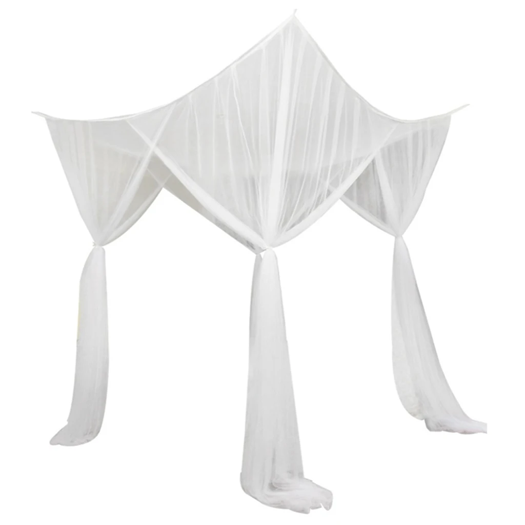 Zanzariera in cotone a quattro porte Sexy baldacchino quadrato-King/Queen Size letto matrimoniale, elegante rete bianca del palazzo per prevenire la