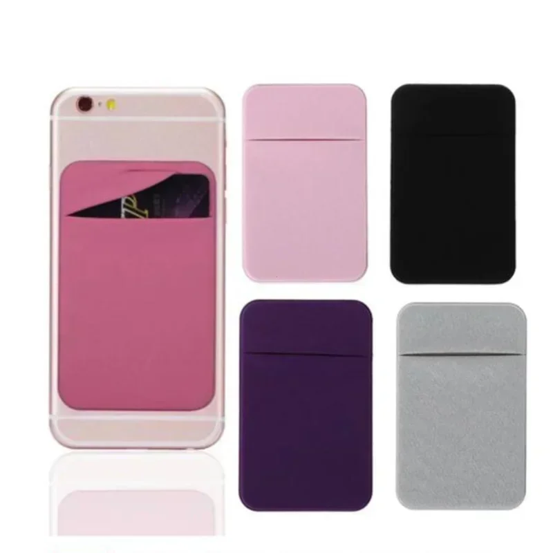 Mobile Phone Wallet Case 1PC Fashion Elastic Cloth Cell Phone Card Holder Credit ID Card Holder Adhesive Sticker Pocket