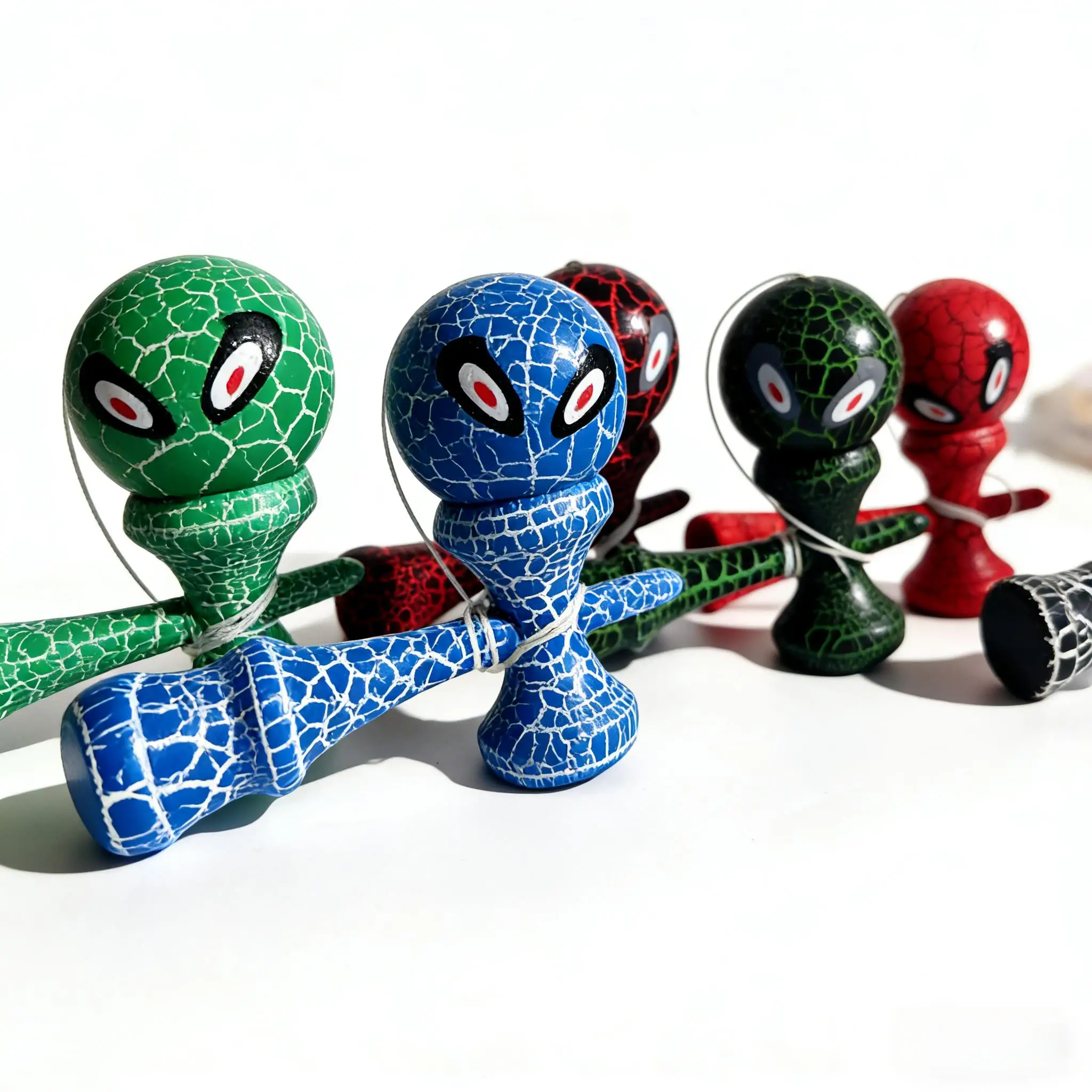 Picture 7: Kendama -Color Wooden Balls | Professional Training Set, Textured Wood Handle, Random Eye Colors