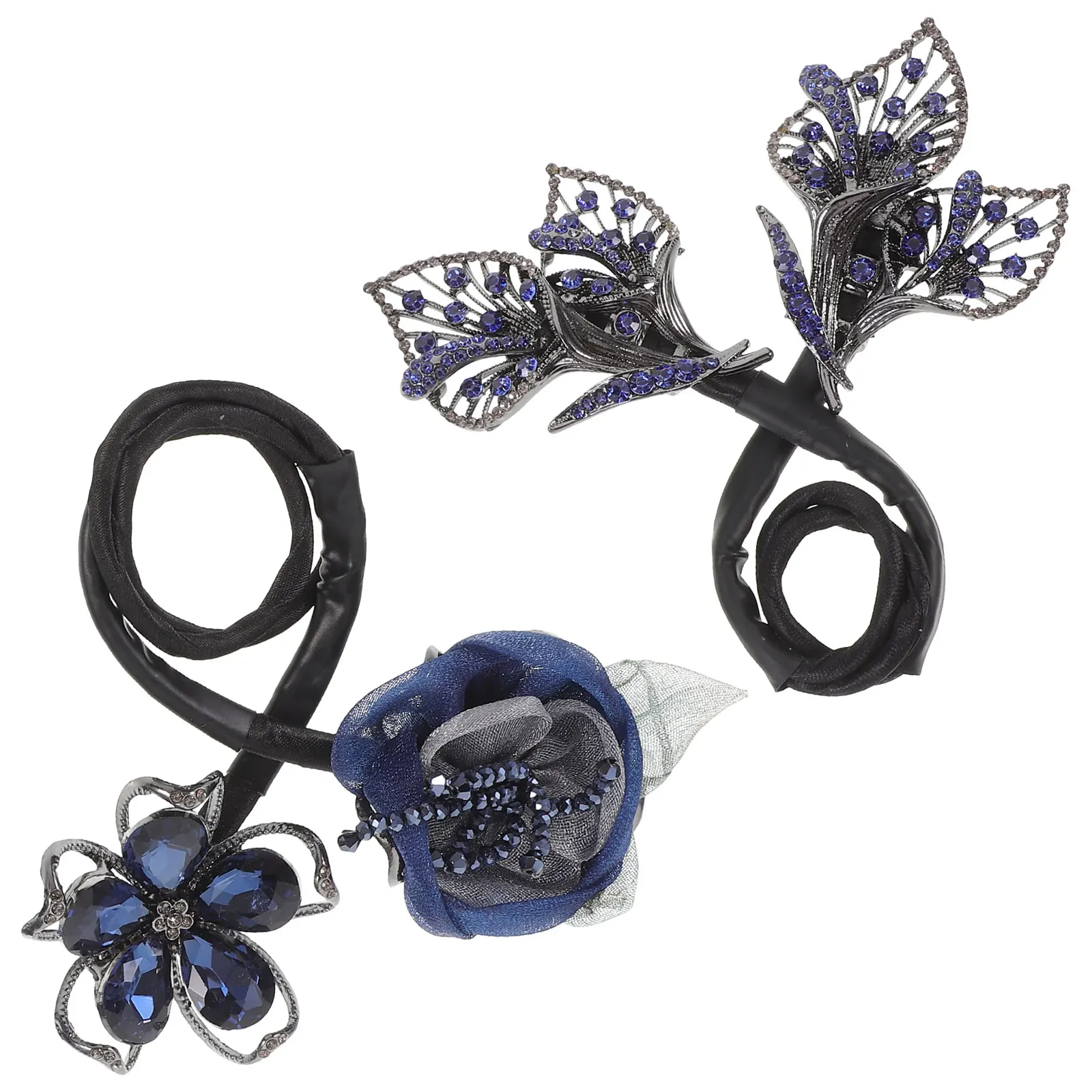 

2pcs Women French Bun Maker Flower Design Styling Clips For Thin Fine Large Banana Clips Vintage Accessories Clip For Thick Hair