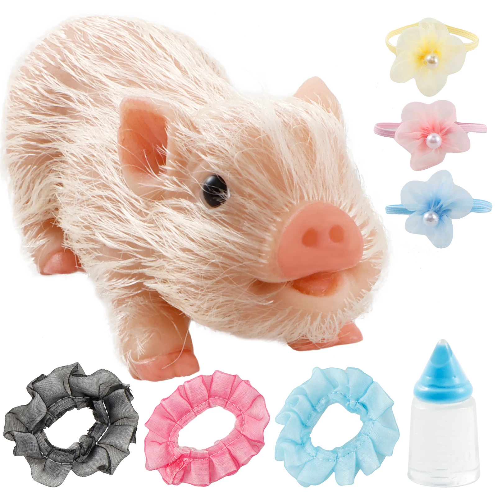 5In Silicone Pig Doll Toy Mini Soft Lifelike Silicone Pig Doll Cute Newborn Interesting Full Silicone Body Pig Toy with Clothes