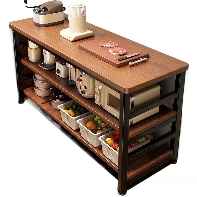 

Кухонная многофункциональная полка от пола до потолка, стол для резки овощей, верстак, стеллаж для хранения горшков для микроволновой печи