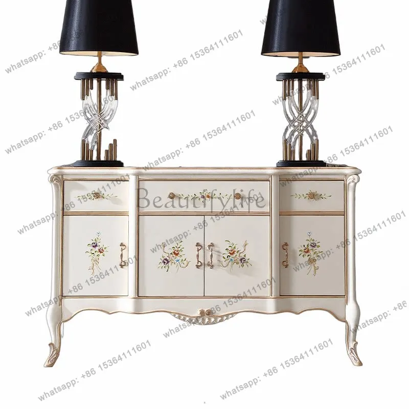 

French painted entrance cabinet, high-end hand-carved art decorative cabinet