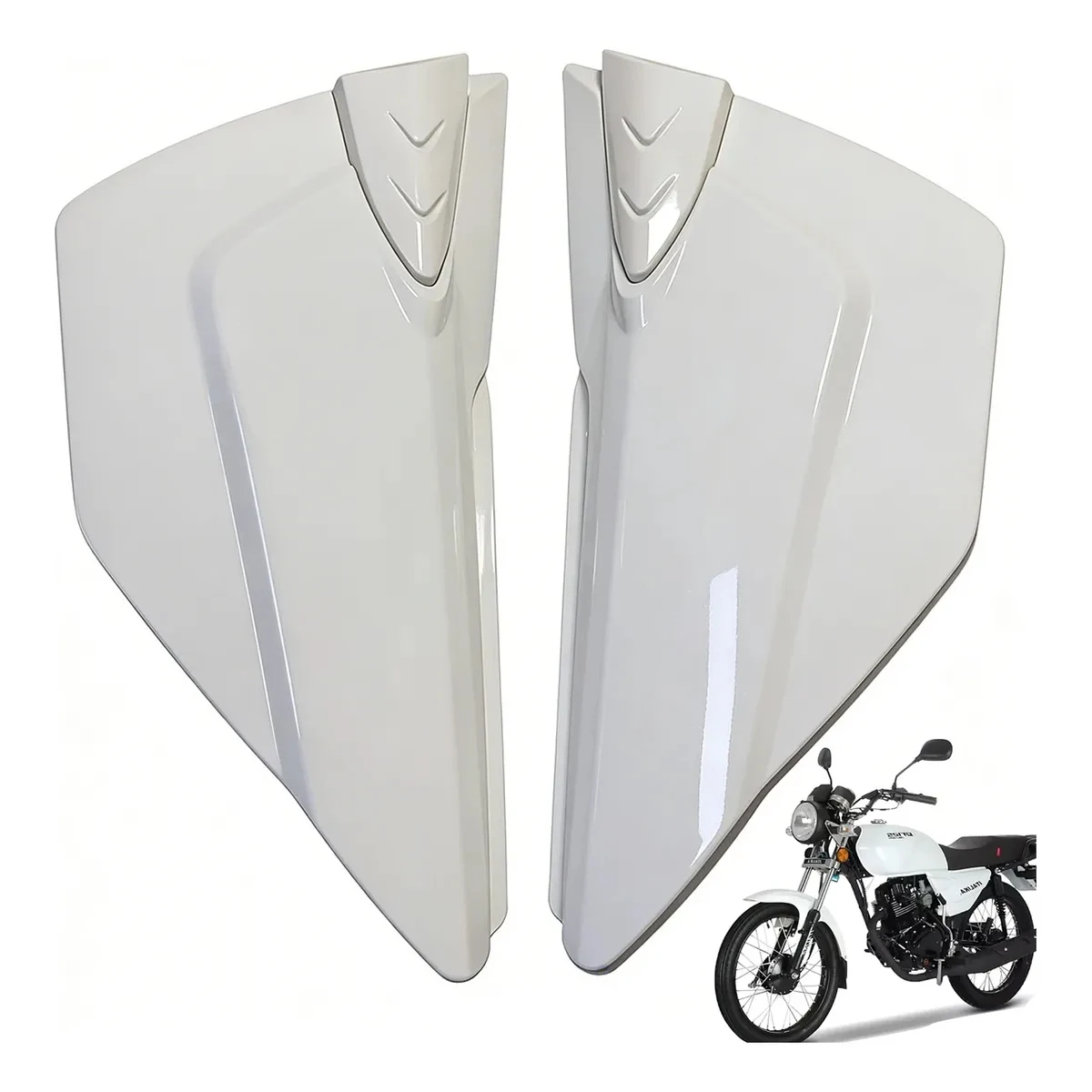 Cubiertas laterales blancas adecuadas para motocicletas Italika FT125, FT150, DT125 y DT150, un par
