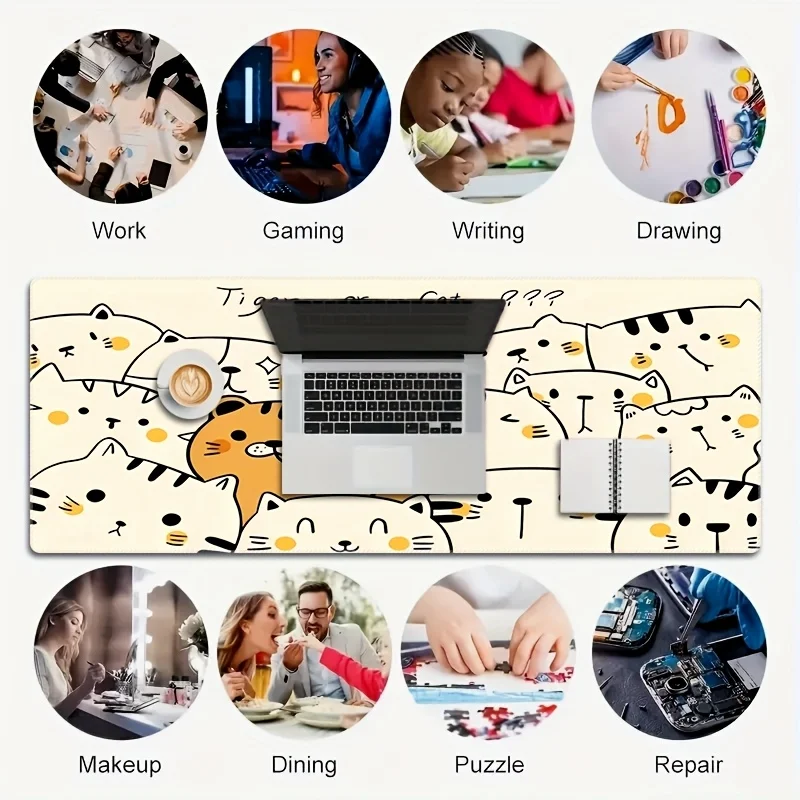 لوحة ماوس لطيفة على شكل قطة ونمر مصنوعة من المطاط المضاد للانزلاق والمتين مع طباعة عالية الدقة، مناسبة لكل من المكاتب والمنازل #5