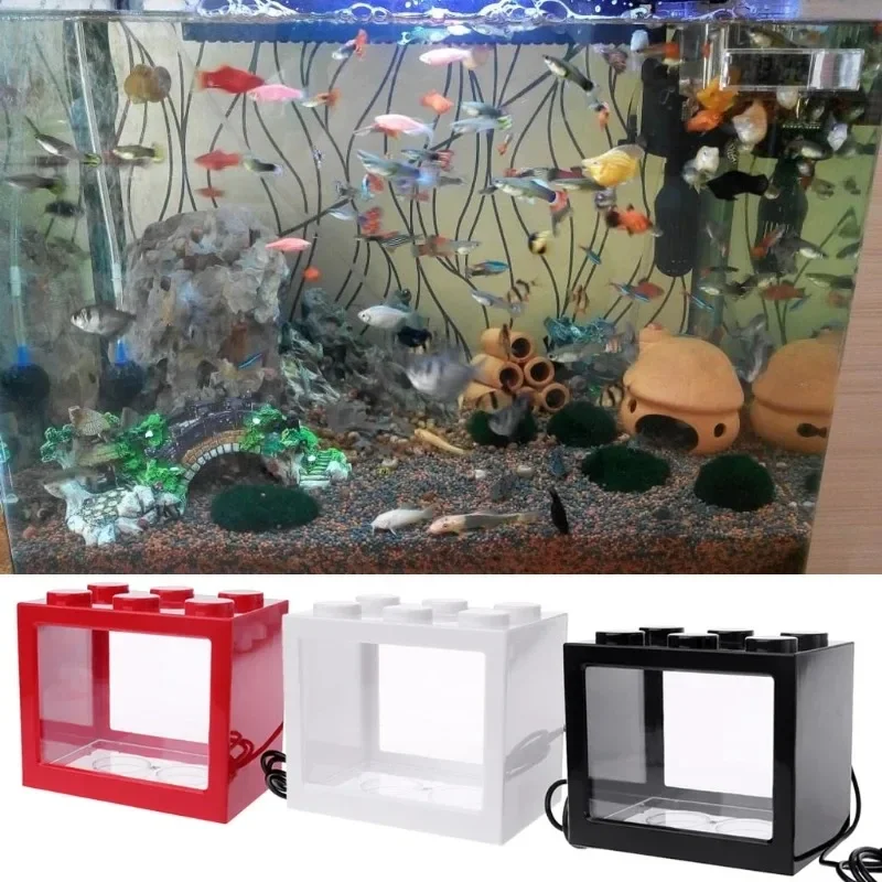 USB Illuminated Small Fish Tank Small Landscape Seaweed Ball Box Mini Aquarium Fish Tank with LED Lamp Light Fish Tanks