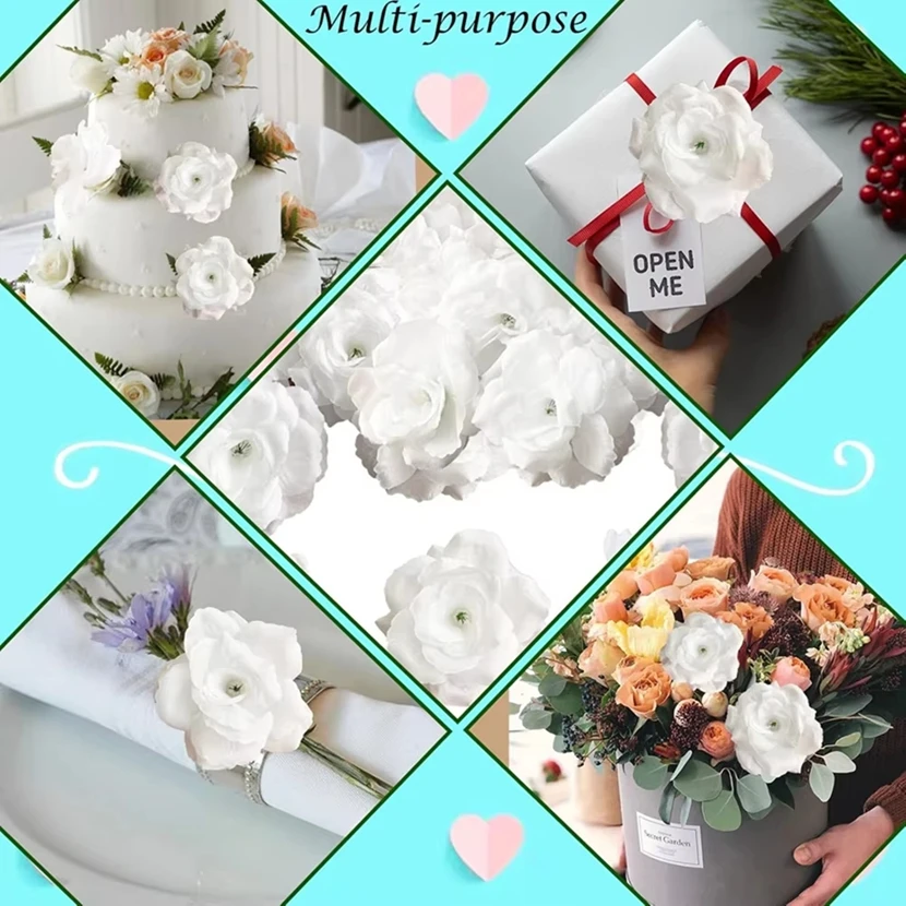

5/10pcs Artificial Flowers Head Rose Wedding Home Room Festival Car Decor Bridal Outdoor Garden Yard DIY Headwear Gift Box Cheap