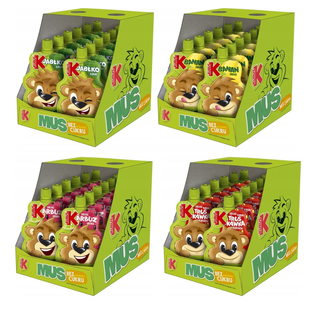 Kubuś Mus 100% Mix 4 smaków musów owocowych 100 g x 48 sztuk