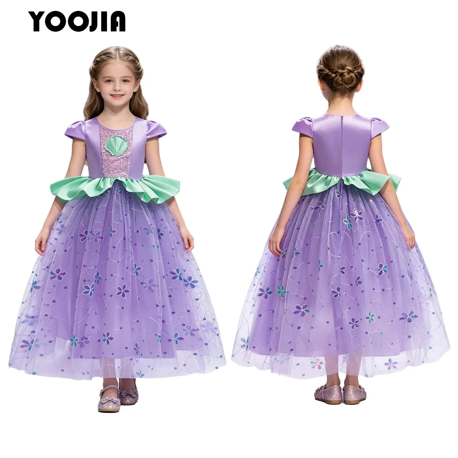 Cute Girls Mermaid Princess Dresschild Mesh Tulle Birthday Dress Gown for Halloween Fairytale Costume Christmas Party Dress Up
