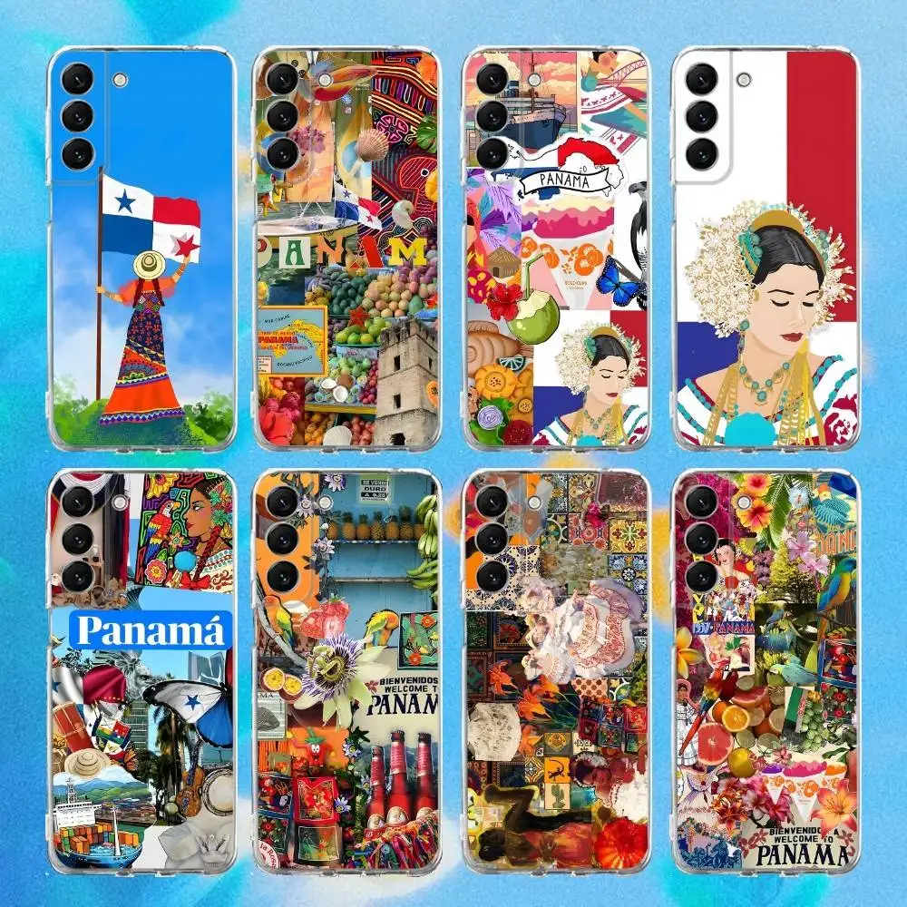 حافظة هاتف بنما استوائية من السيليكون لهاتف سامسونج S30، S23، 21، 22، 20 Ultra، S20 FE lite، S10، 9، PIus Note 20 Ultra غطاء شفاف