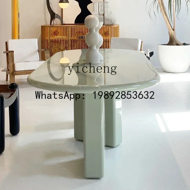 X2 retro solid wood dining table art wabi sabi oval log dining table solid wood homestay dining table