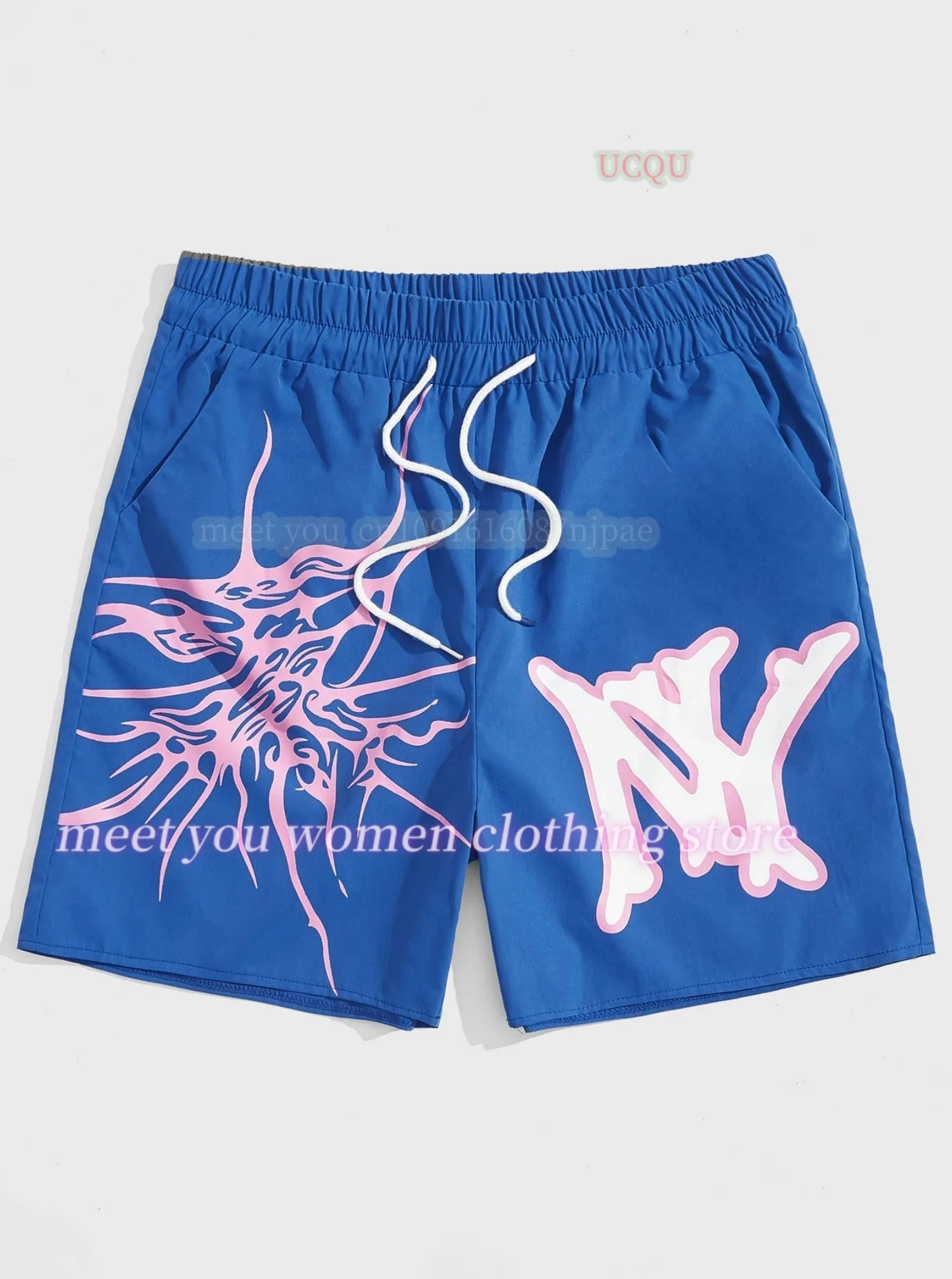 

2025 new Women European Women's Retro y2k Aesthetic Pajamas Shorts with Pockets Y2k casual NY print Shorts