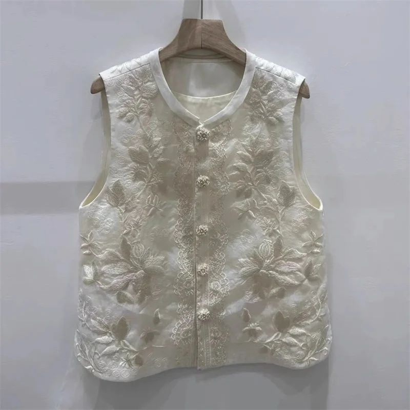 

Women's Vests New Fashion Single-breasted Chinese Embroidered Vest Female Sleeveless Temperament National Wind New Vest Coat