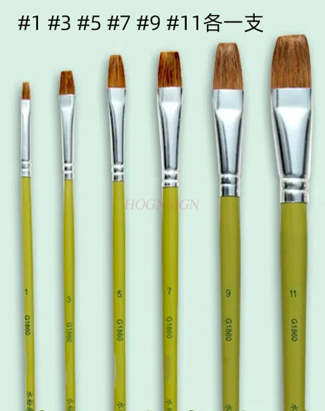 

Набор акварельных кистей из 6 шт. для начинающих, набор кистей для акварельной живописи с одной волчьей шерстью и плоской головкой, акриловая кисть для масляной живописи