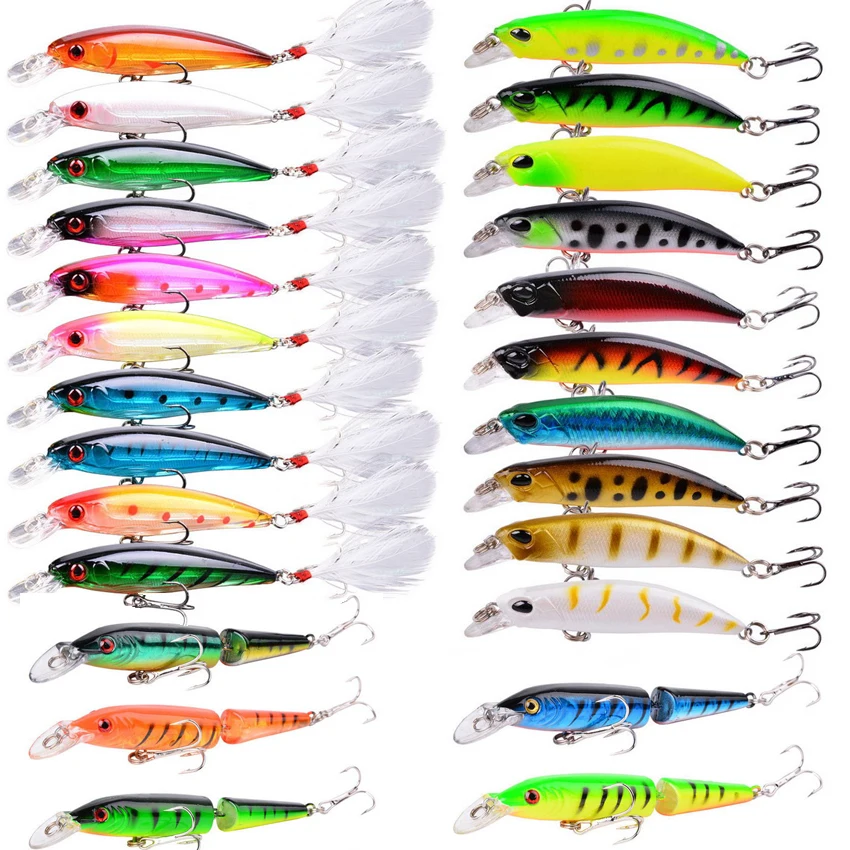 25 Pcs Fishing Lure Set Hard Bait Mixed Minnow Sinking Swimbait Crankbait Crazy Wobblers Artificial Bionic Pesca Lures Kit