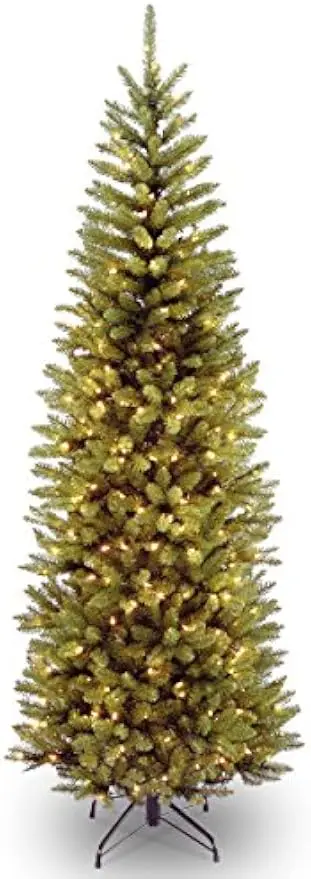 

Artificial Pre-Lit Slim Christmas Tree, Green, Kingswood Fir, 250 White Lights, Includes Stand, 6.5 Feet