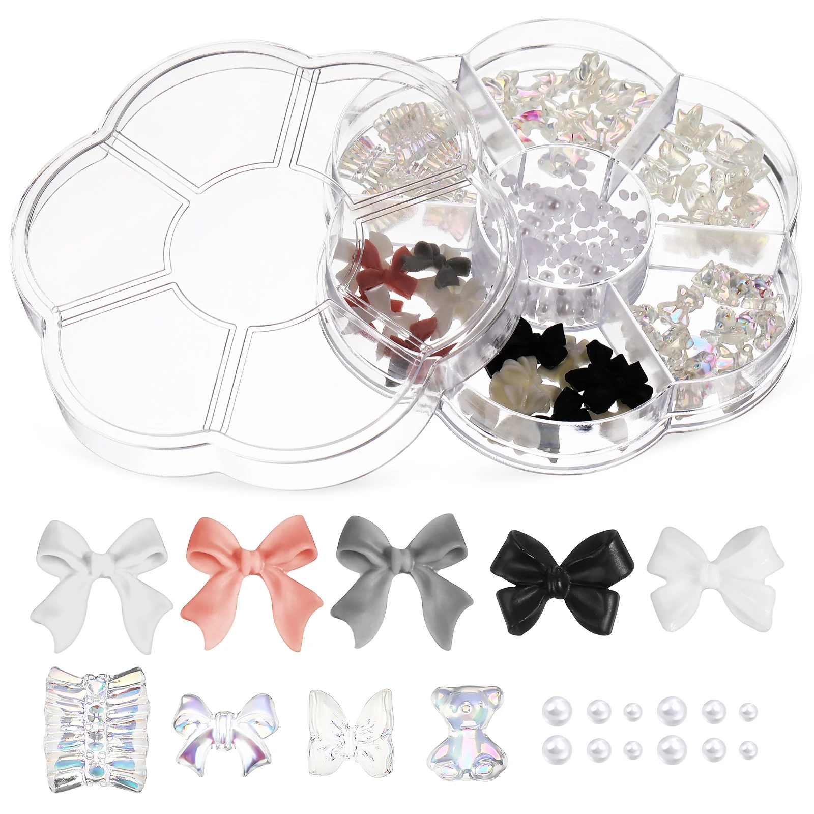 

1 Box Bow Charms Cute Bows For Nails Decorations Women Manicure Ornaments Resin Nail Bows Charms Supplies Gem Nail Jewelry