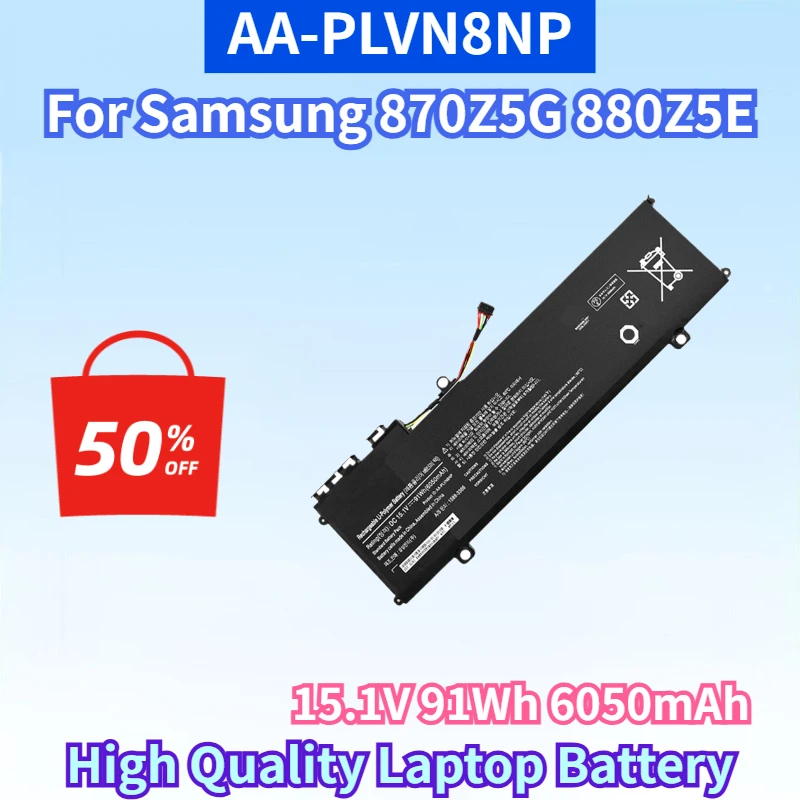 New AA-PLVN8NP 15.1V 91Wh 6050mAh Li-polymer Rechargeable Battery for Samsung 870Z5G 880Z5E NP770Z5E High Quality Laptop Battery