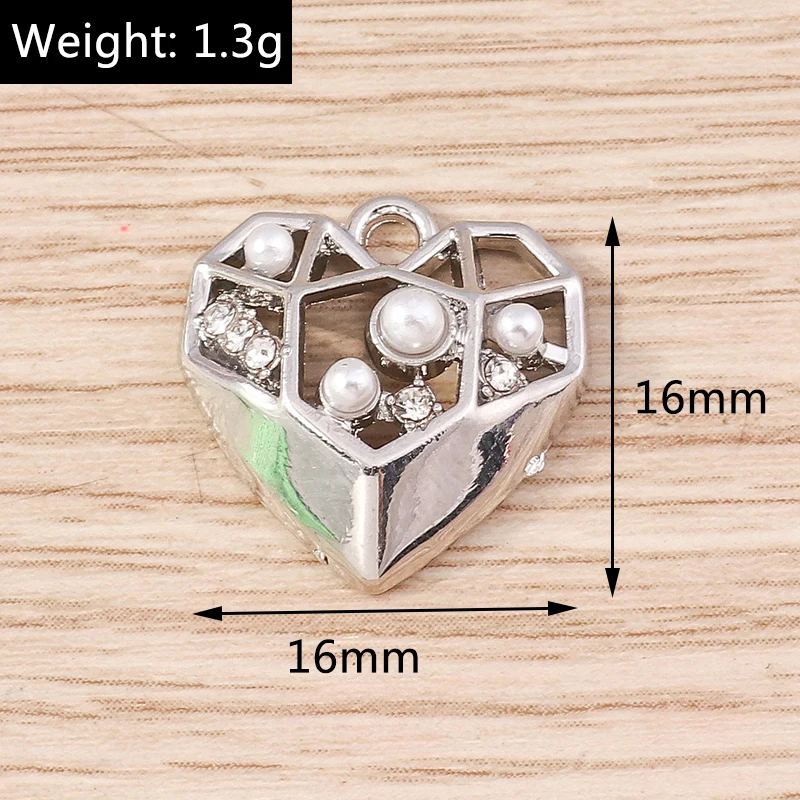 5pcs 16x16mm Cute Alloy Love Heart Charms Pendants for Jewelry Making Necklaces Earrings Bracelets DIY Crafts Accessories