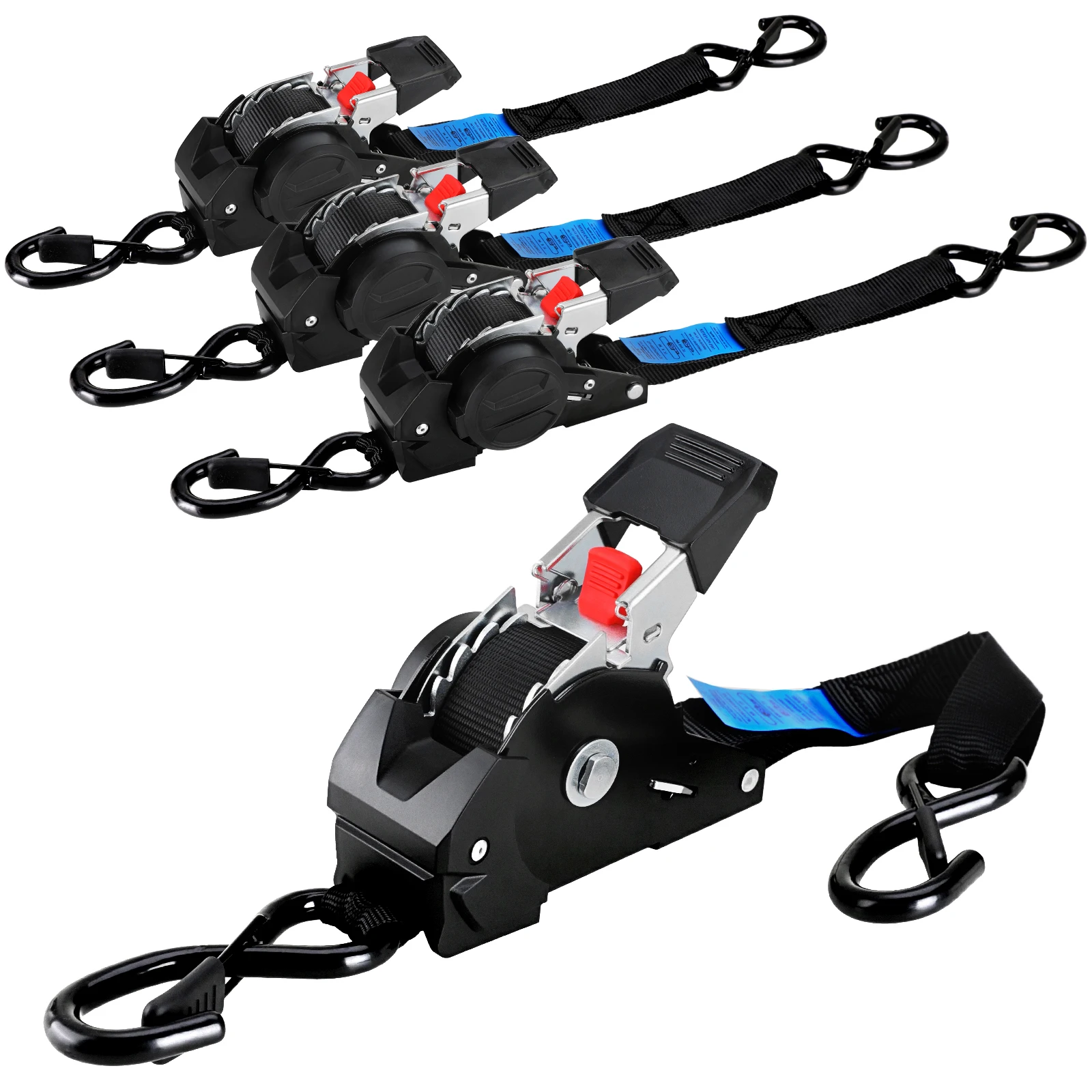2/4/8-Pack Auto Retractable Ratchet Strap Bundles 1