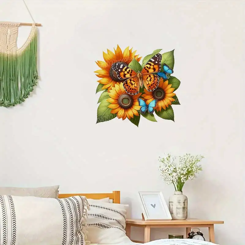 Sunflower Butterfly Removable Wall Stickers PVC Decals Art Living Room Wall Decoration AA52 view 4