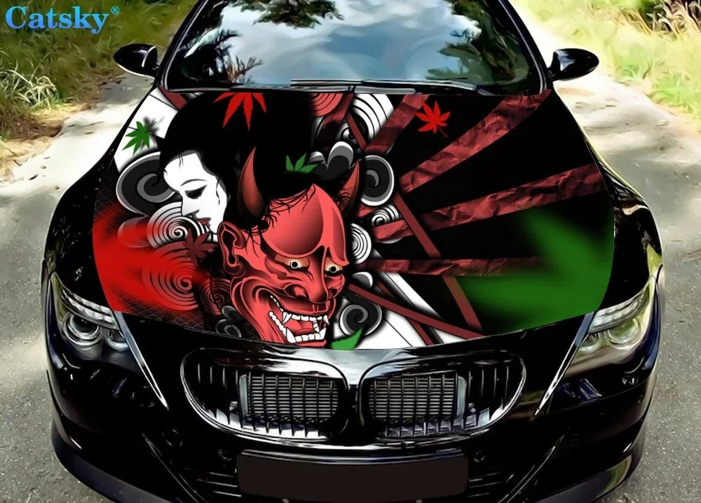 

Hannya Samurai Japanese Car Hood Decal Graphic Vinyl Hood Graphic Packaging Wrap Cover Custom DIY Retrofit Painting Sticker